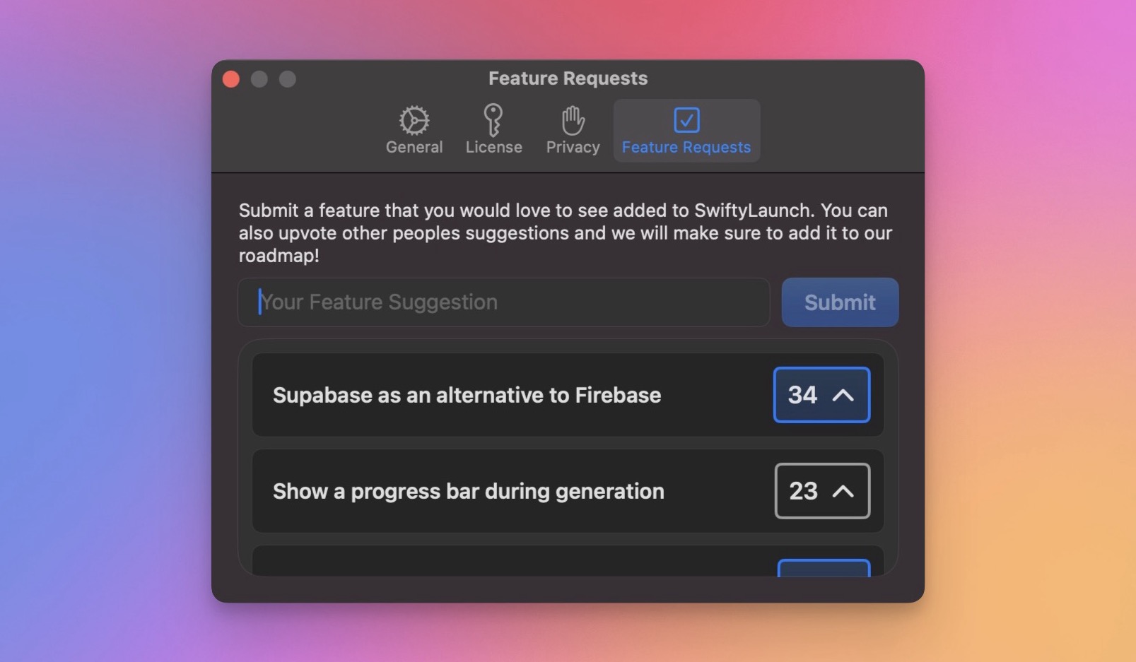 Feature Requests in SwiftyLaunch